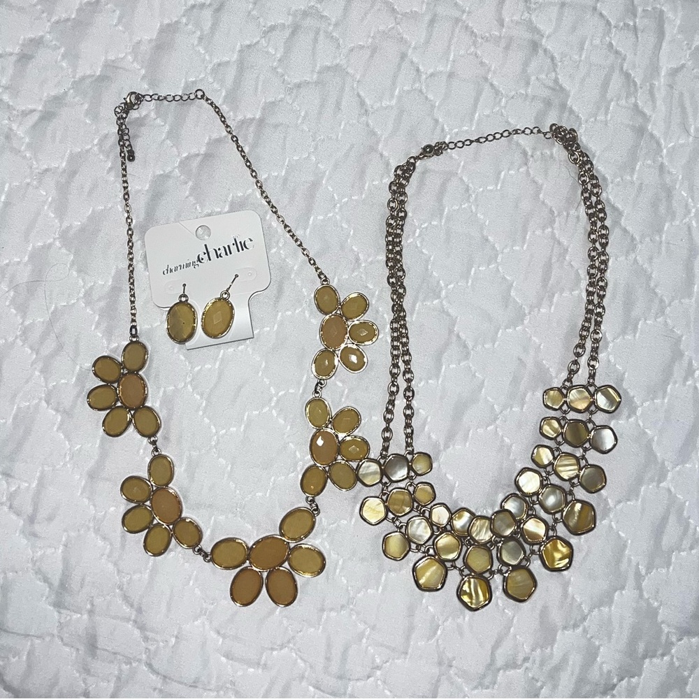 Charming Charlie yellow necklaces / earring set